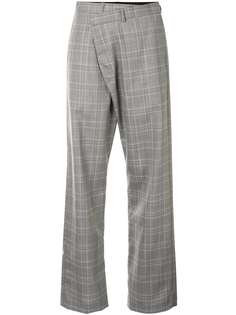 R13 брюки асимметричного кроя в клетку