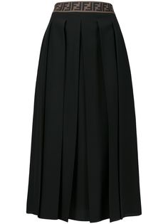 Fendi плиссированная юбка с логотипом FF