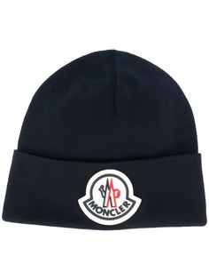 Moncler шапка бини с нашивкой-логотипом