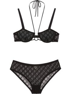 Gucci комплект нижнего белья из тюля с узором GG
