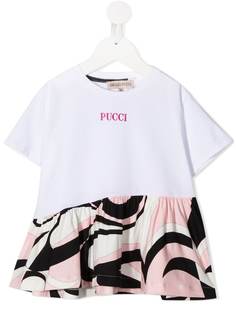 Emilio Pucci Junior футболка с оборками и логотипом