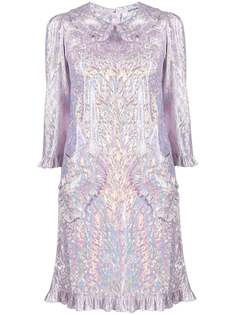 Batsheva платье мини с цветочной вышивкой