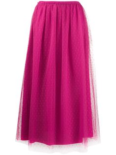 RED Valentino юбка миди из тюля пуэн-деспри со складками