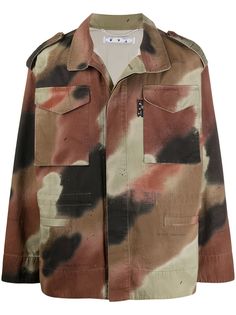 Off-White куртка-рубашка с камуфляжным узором