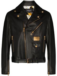 Versace байкерская куртка с металлическим логотипом