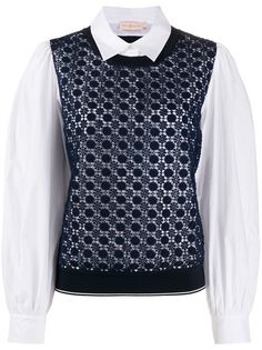 Tory Burch рубашка со вставками в технике кроше