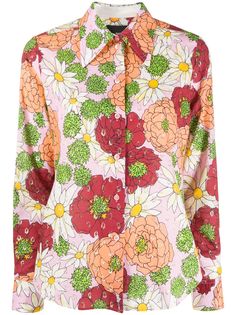Marc Jacobs рубашка с цветочным принтом и эффектом металлик