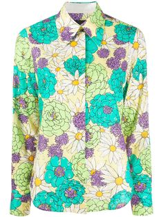 Marc Jacobs рубашка с цветочным принтом и эффектом металлик