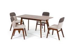Комплект обеденный (стол раздвижной sandakan + 4 кресла bangi) (ecodesign) коричневый 120.0x75.0x75.0 см.
