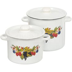 Набор эмалированной посуды Сибирские товары Ягодный чай 20 N20B02 (кастрюля 3.5+5.5 л), 2 предмета СтальЭмаль