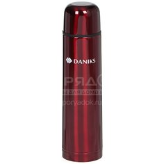 Термос из нержавеющей стали Daniks SL-75ZN-201C красный глянец с узким горлом, 0.75 л
