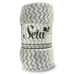 Плед Seta двуспальный (140х200 см) велсофт, Зиг-заг 02307402, шалфей/бледно-зеленый другие бренды