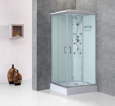 Душевая кабина 80х80х235 см BelBagno UNO-CAB-A-2-80-P-Cr-TOP текстурное стекло