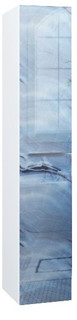 Пенал подвесной голубой мрамор/белый глянец L Marka One Idalgo У73199