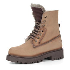 Ботинки Бежевые ботинки из нубука на шнуровке Respect