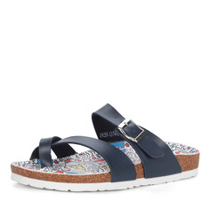 Сланцы Синие биркенштоки из кожи на пробковой подошве Respect