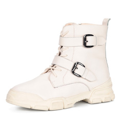 Ботинки Белые ботинки из кожи на утолщенной подошве Respect