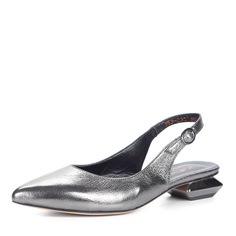 Туфли Серебряные открытые туфли из кожи Dakkem