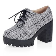 Ботильоны Клетчатые ботильоны на тракторной подошве и высоком каблуке Mie Scarpe