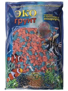 Цветная мраморная крошка Эко грунт 5-10mm 3.5kg Orange/Turquoise г-0281