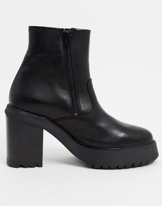 Черные кожаные ботинки челси на платформе и каблуке ASOS DESIGN-Черный цвет