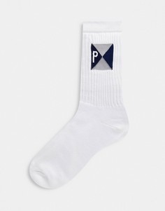 Белые носки с синим рисунком морского флага Parlez-Белый