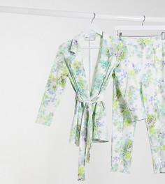 Белый трикотажный блейзер с цветочным принтом и запахом ASOS DESIGN Petite-Многоцветный