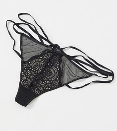 Стринги из кружева и сеточки ASOS DESIGN Curve-Черный
