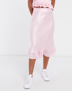 Розовая юбка миди с оборкой & Other Stories-Розовый цвет