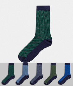 Набор из 5 пар носков (темно-синие/др.) Burton Menswear-Темно-синий