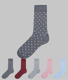 Набор из 5 пар носков в горошек Burton Menswear​​​​​​​-Серый