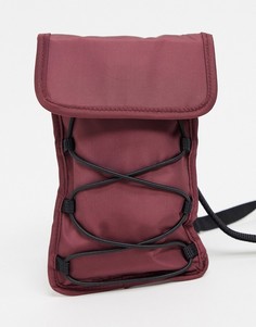 Бордовая сумка через плечо со шнуровкой ASOS DESIGN-Красный