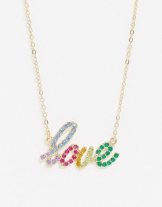 Золотистое ожерелье с разноцветной подвеской в виде слова "Love" Glamorous-Золотой