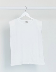 Белая свободная футболка без рукавов с подплечниками ASOS DESIGN-Белый