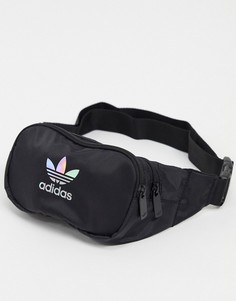 Черная сумка-кошелек на пояс с логотипом-трилистником adidas Originals-Мульти