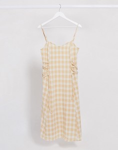 Платье миди кремового цвета в клетку Vila-Многоцветный