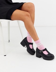 Черные туфли на каблуке из искусственной кожи с ремешком Koi Footwear-Черный