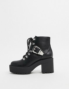 Черные ботинки на массивной подошве со сменными шнурками Public Desire-Черный цвет