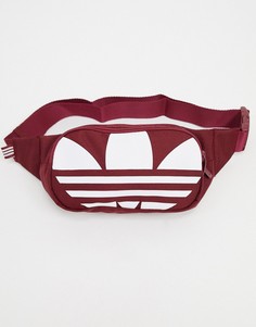 Бордовая сумка-кошелек на пояс с крупным логотипом adidas Originals-Красный