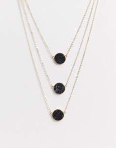 Ожерелье в три ряда с подвесками под мрамор SVNX-Золотой 7X