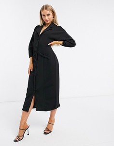 Черное платье-смокинг с пышными рукавами ASOS DESIGN-Черный цвет