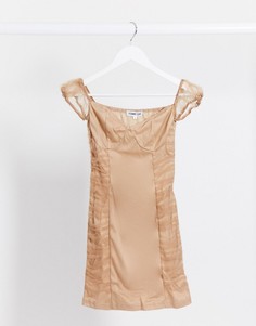 Светло-коричневое платье мини со сборками Femme Luxe-Коричневый