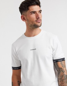 Белая футболка с логотипом по краю рукавов Calvin Klein-Белый