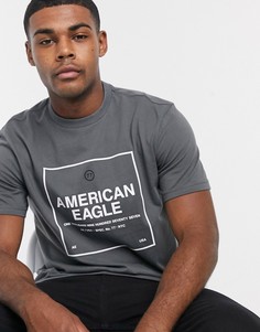 Серая футболка с логотипом American Eagle-Серый