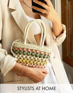 Соломенная сумка с разноцветными полосками Monki-Мульти