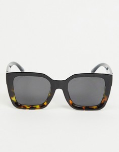 Квадратные солнцезащитные очки в черной оправе с черепаховыми вставками Pieces-Мульти
