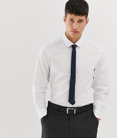 Белая приталенная рубашка с темно-синим галстуком и платком для пиджака ASOS DESIGN-Мульти