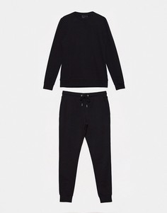 Черный облегающий спортивный костюм из органического хлопка ASOS DESIGN-Черный цвет