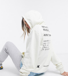 Худи кремового цвета с принтом COLLUSION Unisex-Кремовый