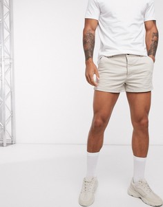 Бежевые шорты чиносы скинни ASOS DESIGN-Бежевый